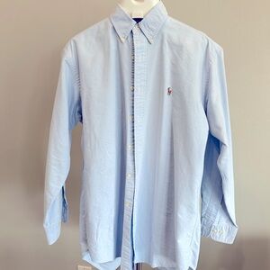 Vintage 90’s RL light blue button-down collar. 15 1/2, 32/33. Multicolor Pony